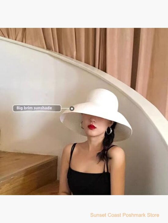 Wide Brim Straw Sun Hat UPF 80+ Foldable Beach Travel main image 6